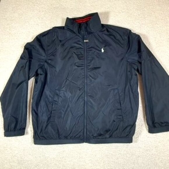 Polo Ralph Lauren Mens‎ Lenox Windbreaker Jacket Full Zip Navy Blue Large Preppy - Picture 1 of 11